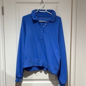 Aerie Royal Blue Button-Up Sweatshirt